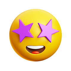Starry eyes emoji, 3d style emoticon