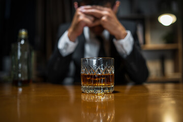 Businessmen in suits drinking  Celebrate whiskey.