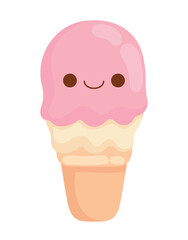 ice cream cone kawaii food icon