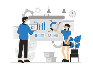 Business Infographic Vector Illustration. Business Discussion Concept Illustration. 