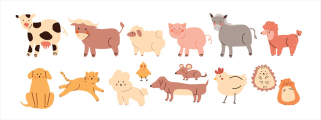 Set of cute animals vector illustration. Cute animals vector illustration. Vector Illustration