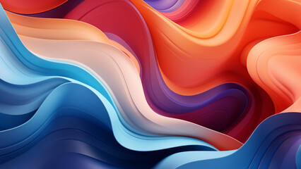 Colourful Geometric Background with Fluid Shape Composition. AI art. - obrazy, fototapety, plakaty