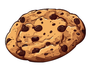 Baked cookie snack, sweet chocolate refreshment icon.