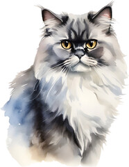 Fototapeta premium Watercolor animal standing on a white background. AI-Generated.
