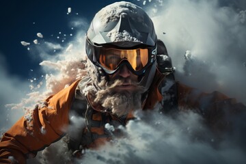 Obraz premium Skier Navigating Through A Challenging, Generative AI