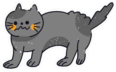 Frightened black cat Halloween sticker