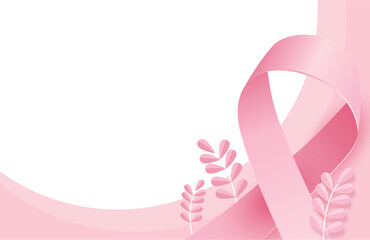 Pink ribbon border design breast cancer awareness background decoration