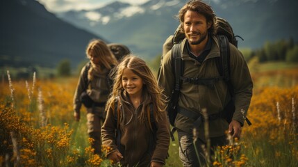 Fototapeta premium Friends and Family Hiking Through Nature