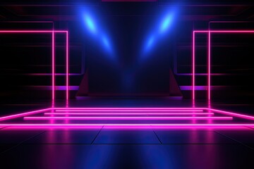 Fototapeta premium abstract futuristic background with pink blue glowing neon moving high speed wave lines and bokeh lights. Data transfer concept Fantastic wallpaper