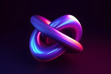 Abstract 3d graphic object with glow on dark purple background