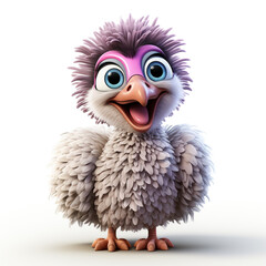 3d cartoon cute ostrich