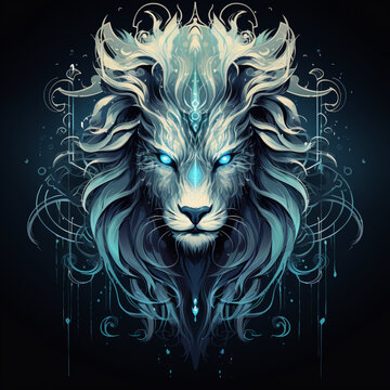 mystical lion head vector illustration