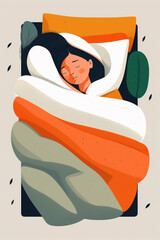 Sleep apnea, snoring, fast asleep concept for web. The girl is sick at home, suffers from loneliness, a healthy full sleep, insomnia. 