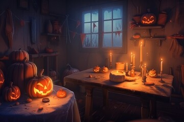 halloween pumpkin in the kitchen