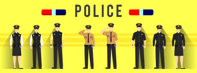 Male and female police character sets