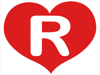 Valentine Alphabet Letter R or Cute Love and Heart Font