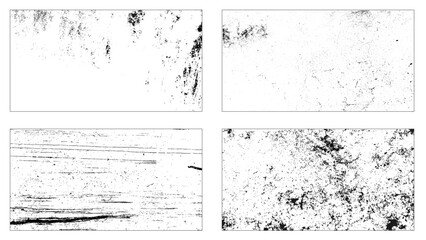 The set of four different grunge wall background. Vector set