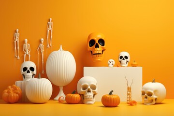 halloween pumpkin and skull