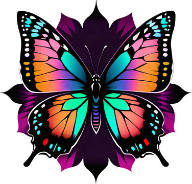 A  vibrant color butterfly on a white background. AI- Generative