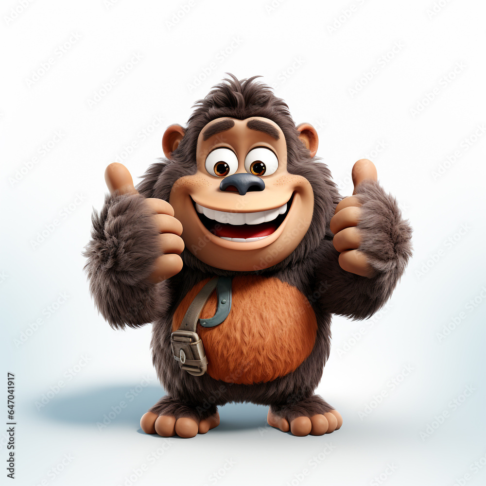 Wall mural 3d cartoon cute gorilla