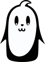 a cute ghost icon on a white background with a happy appearance. AI- Generative