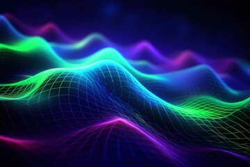 Obraz premium abstract futuristic background with pink blue glowing neon moving high speed wave lines and bokeh lights. Data transfer concept Fantastic wallpaper