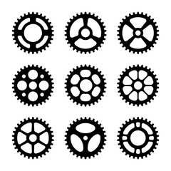 Gear collection. Cogwheel vector, gear wheel set.