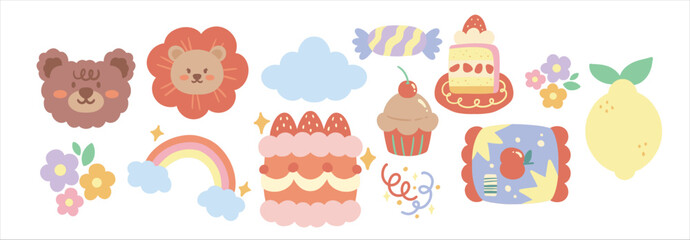 Set of cute doodle vector illustration.