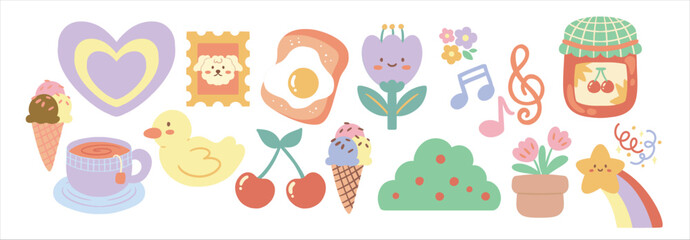 Set of cute doodle vector illustration.