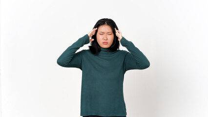 Feeling Headache Gesture Of Beautiful Asian Woman Isolated On White Background