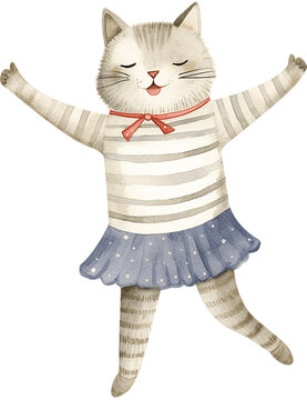 recommend clip art: Cute cat wearing clothes