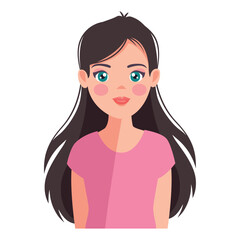 young woman long hair