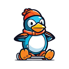 vector gift box with cute animal in christmas