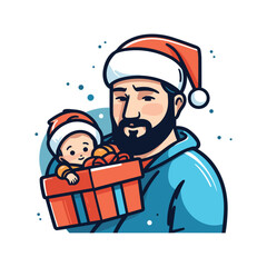 vector gift box with cute animal in christmas