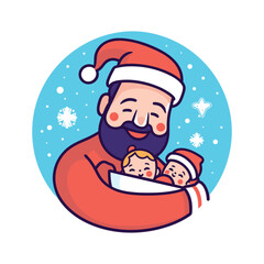 vector gift box with cute animal in christmas