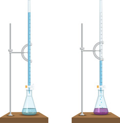 Acid-base titration with an indicator uses a color change to identify the endpoint of the reaction, allowing precise determination of solution concentrations