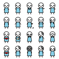 青い服を着た悲しい顔の人