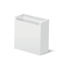 Universal mockup of blank cardboard box with transparent window. Vector