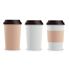 Set of paper Coffee Cups on white background. Vector