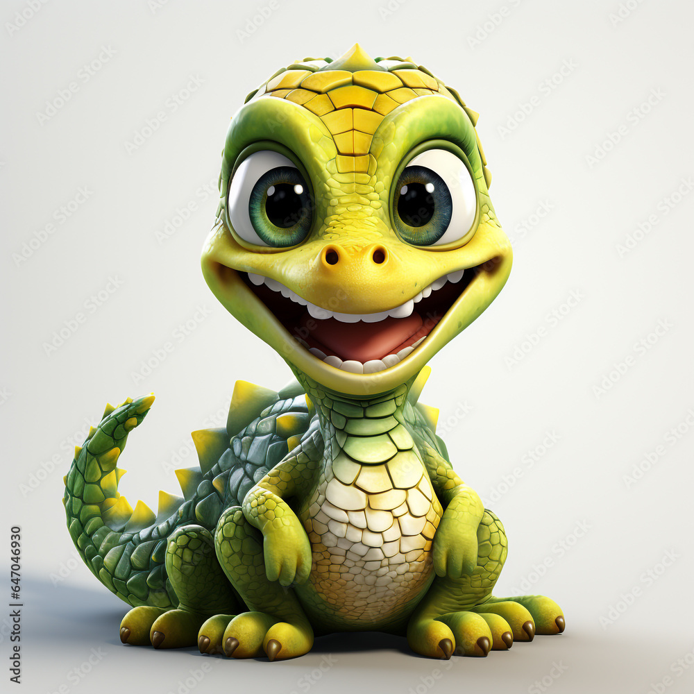 Poster 3d cartoon cute cobra snake