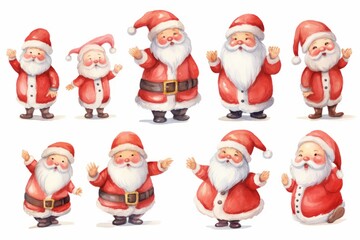 Pack or Set of A lot of Watercolor Christmas Santa Claus character