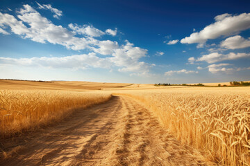Fototapeta na wymiar Trail in a ripe wheat field