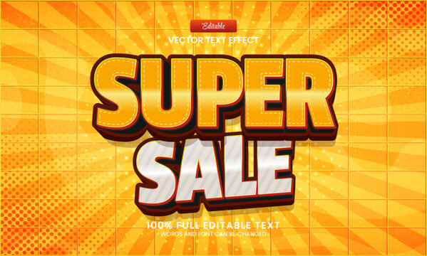 Design editable text effect, super sale 3d bold vector illustration