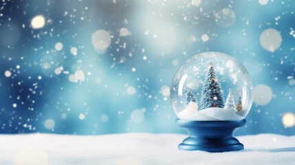 Fototapeta na wymiar Winter Christmas banner. Snow and magic light. Snowball