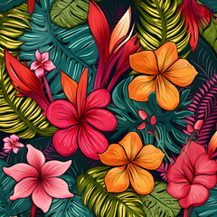 Tropical summer flower leaves pattern