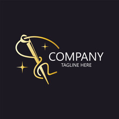 Needle and thread Sewing logo outline combination Line flat design template Simple icons. Concept taylor illustration
