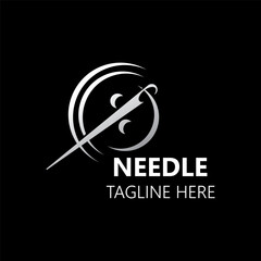 Needle and thread Sewing logo outline combination Line flat design template Simple icons. Concept taylor illustration