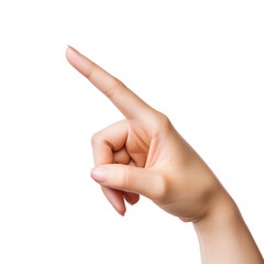 Finger point hand gesture, white background, isolated image, generative AI
