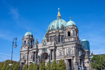 Fototapeta na wymiar The front of the Berlin Cathedral on a sunny day