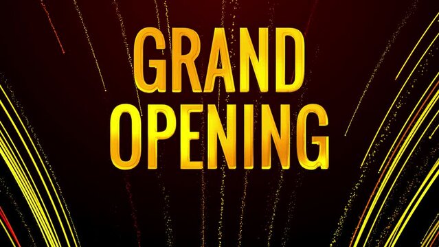 Luxury Festive Yellow Red Orange Shiny Grand Opening Lettering With Curved Magic Comet Trail Sparkling Particles And Background Motion Separated